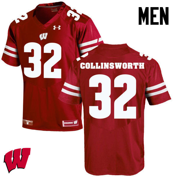Wisconsin Badgers Men's #32 Jake Collinsworth NCAA Under Armour Authentic Red College Stitched Football Jersey CA40H06UP